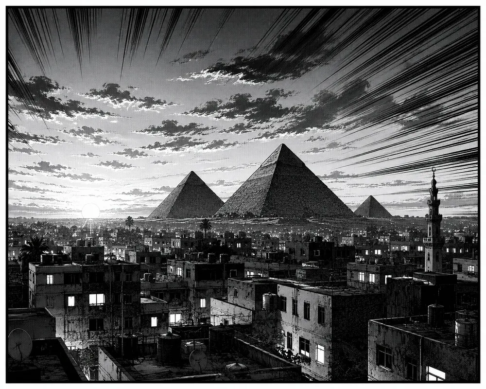 Cairo skyline with the Pyramids