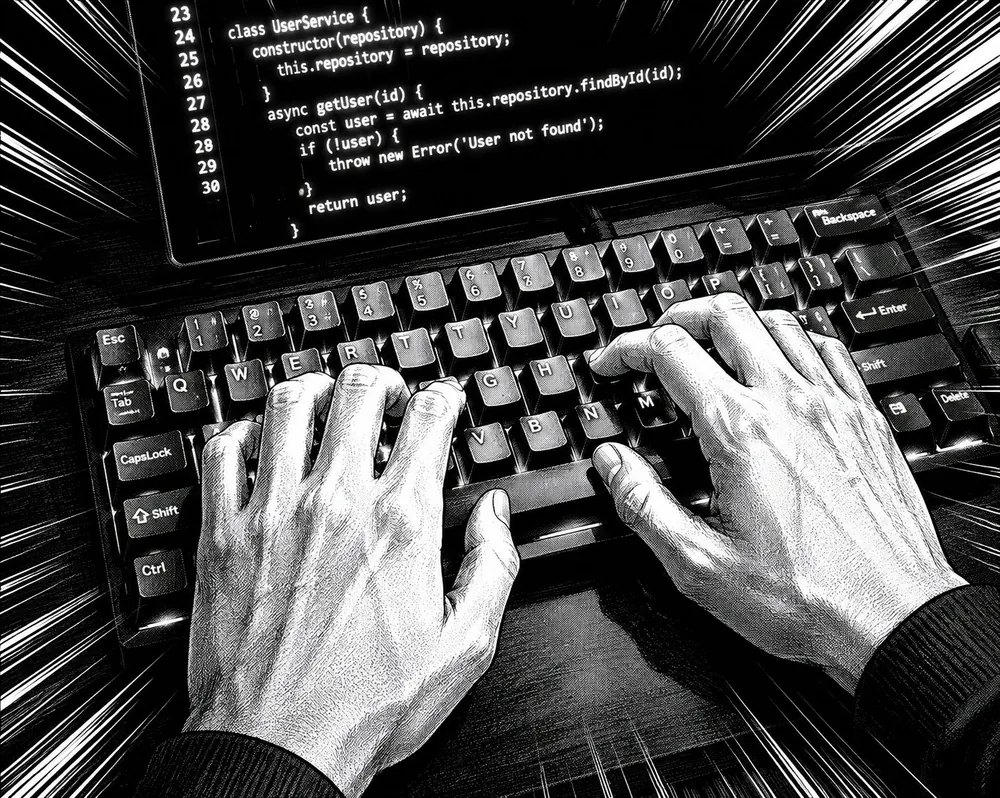 Hands typing code
